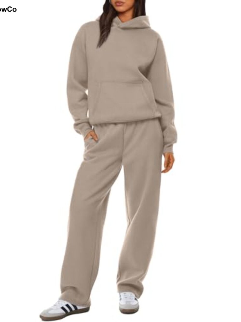 2 Piece Sweatsuit Set Oversized Hoodie Wide Leg Joggers with Pockets